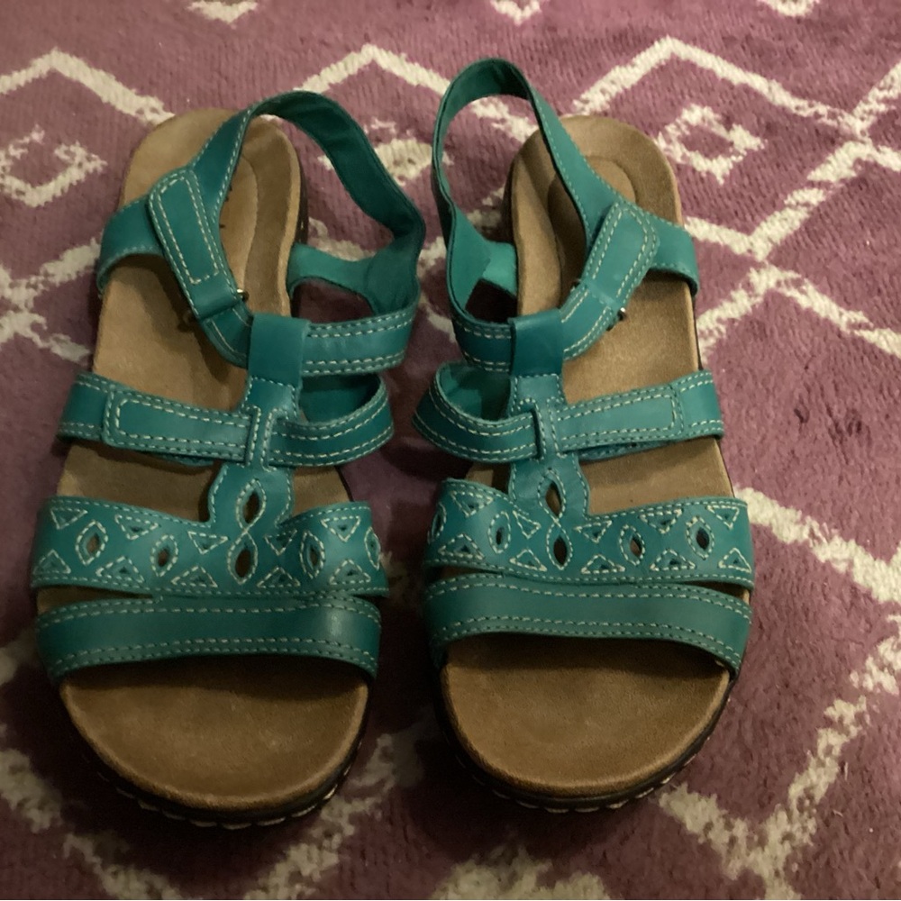 Clarks turquoise sandals, women’s size 11